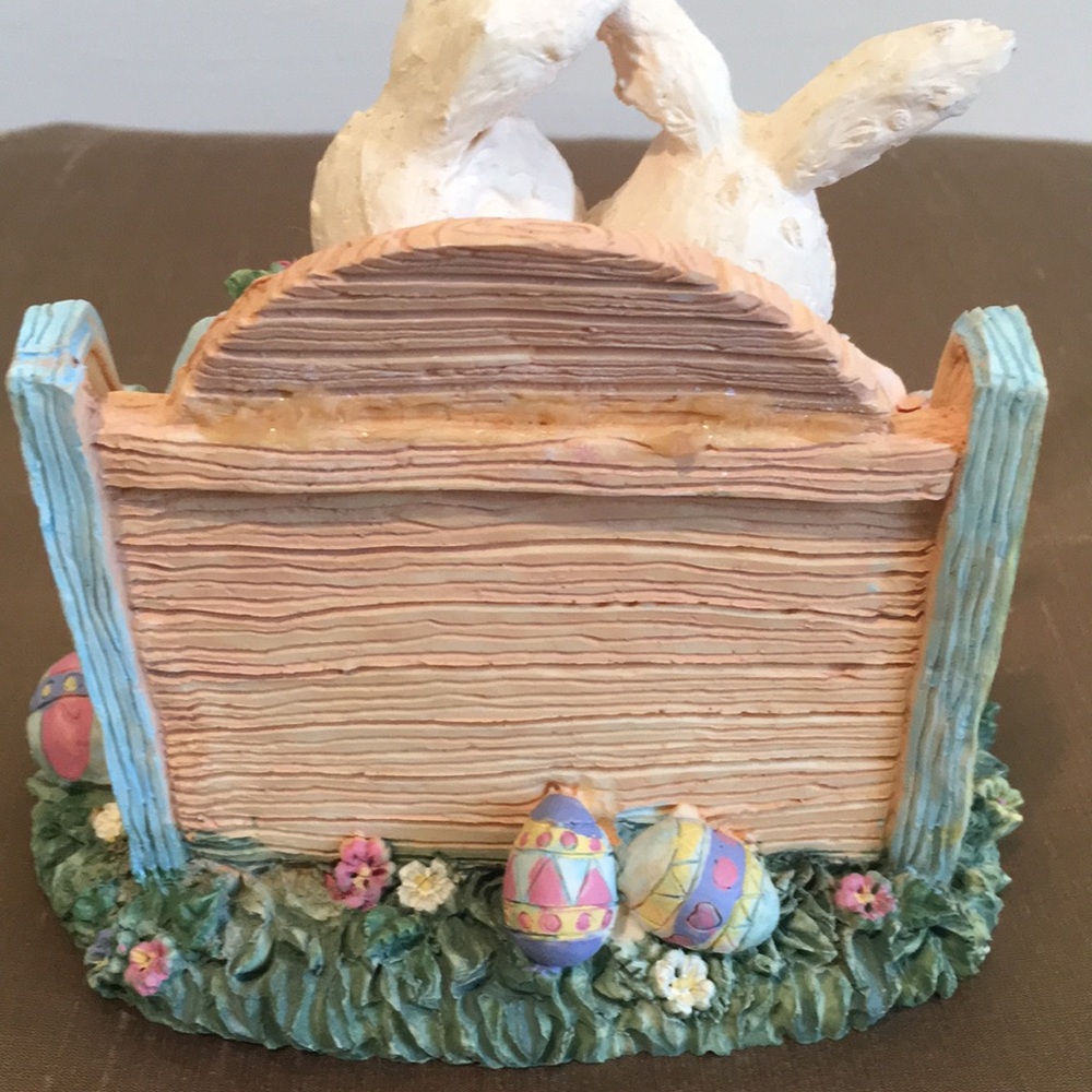 NWT porcelain vintage 1990s bunnies on a bench - Picture 3 of 3